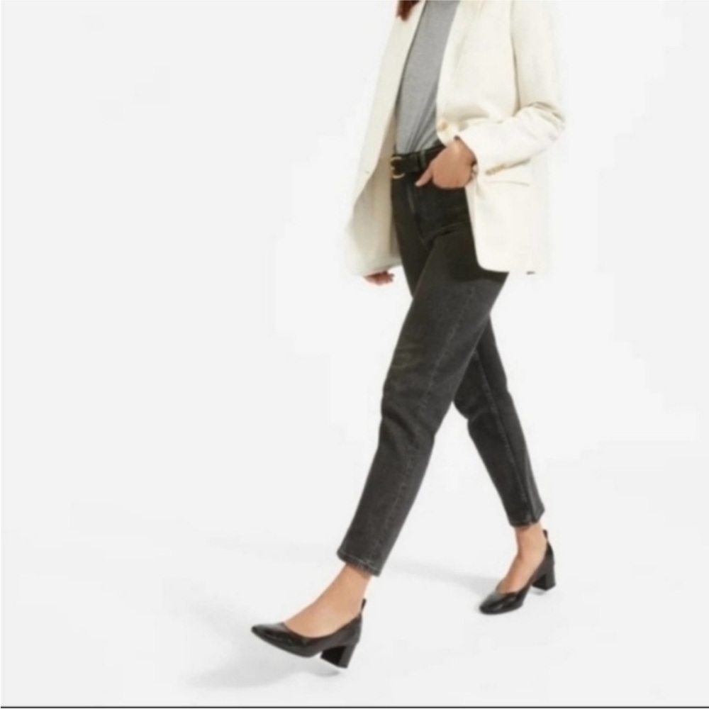 Everlane The Day Heel round toe scrunch back 2 inch block heel leather black 9